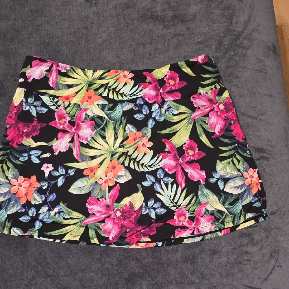 Tommy Bahama Coastal Garden Swim Skort with Pink & Green Tropical Floral